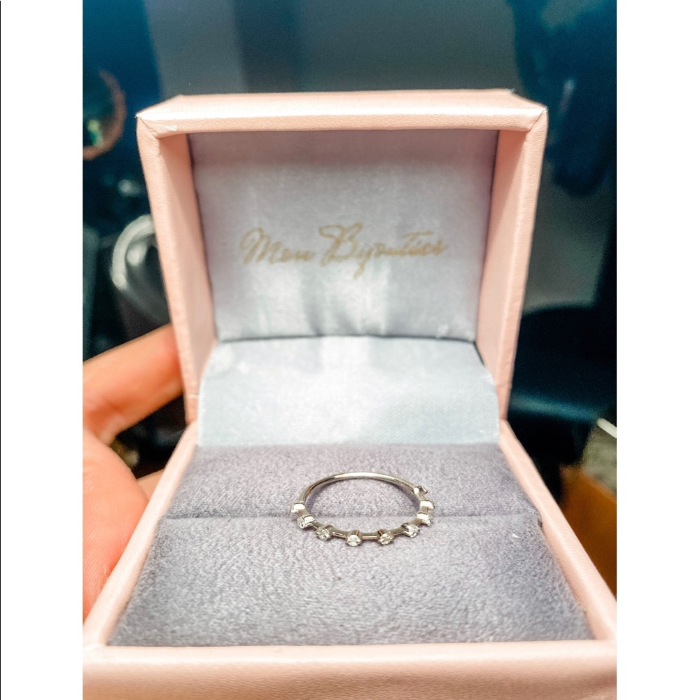 14k VANILLA GOLD & DIAMOND dainty stackable half eternity band